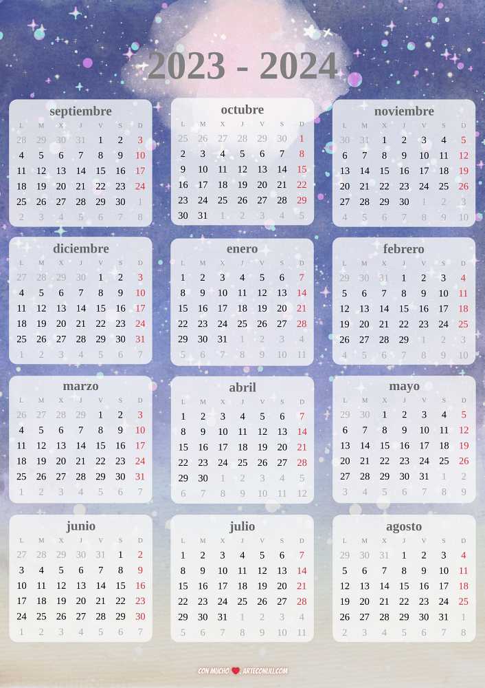calendario escolar 2023 2024 septiembre agosto aesthetic1